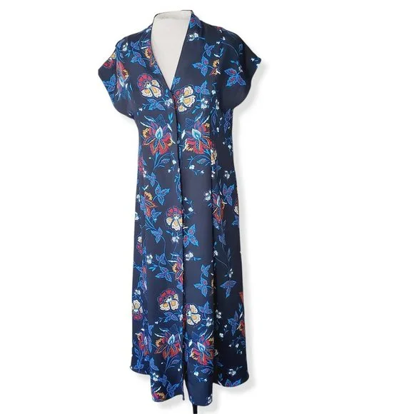 H&M Navy Floral Cottagecore Maxi Shirt Dress - Picture 2 of 9